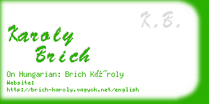 karoly brich business card